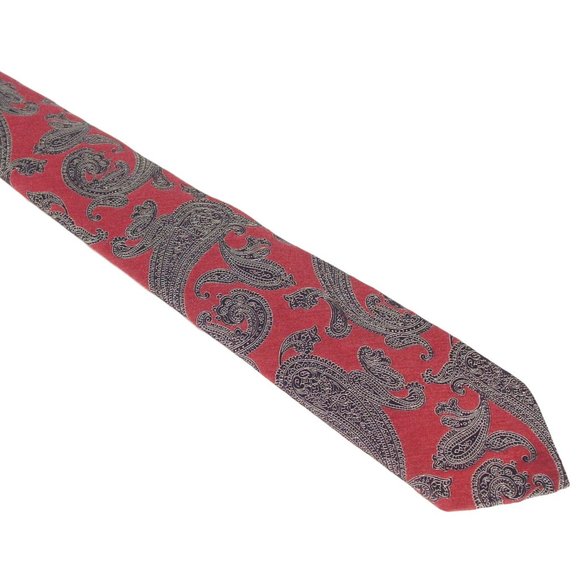 BREUER Vintage Paisley Heavy Cashmere/Silk Rose Navy-Black Silver Tie 60" - MINT - Picture 3 of 6